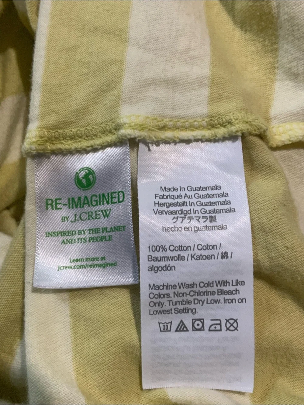 J. Crew Yellow and White Striped Crewneck Top